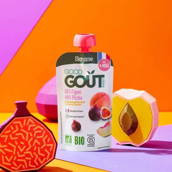 Good Gout Compote bébé Figue Pêche bio dès 4 mois (120 g)