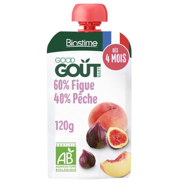 Good Gout Compote bébé Figue Pêche bio dès 4 mois (120 g)