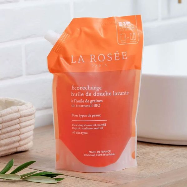 La Rosée Éco-recharge Huile de douche lavante à l'huile de graines de tournesol bio (800 ml)