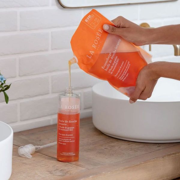 La Rosée Éco-recharge Huile de douche lavante à l'huile de graines de tournesol bio (800 ml)