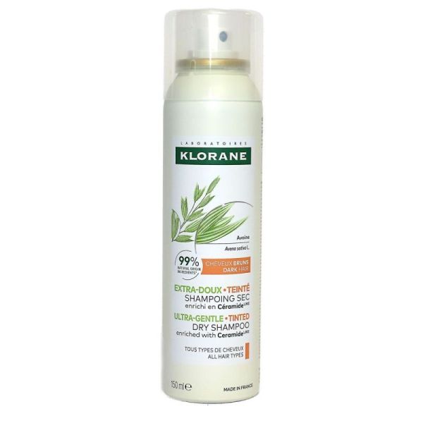 Klorane Extra-Doux Teinté Shampoing sec enrichi en Céramideᴸᴵᴷᴱ et avoine (150 ml)