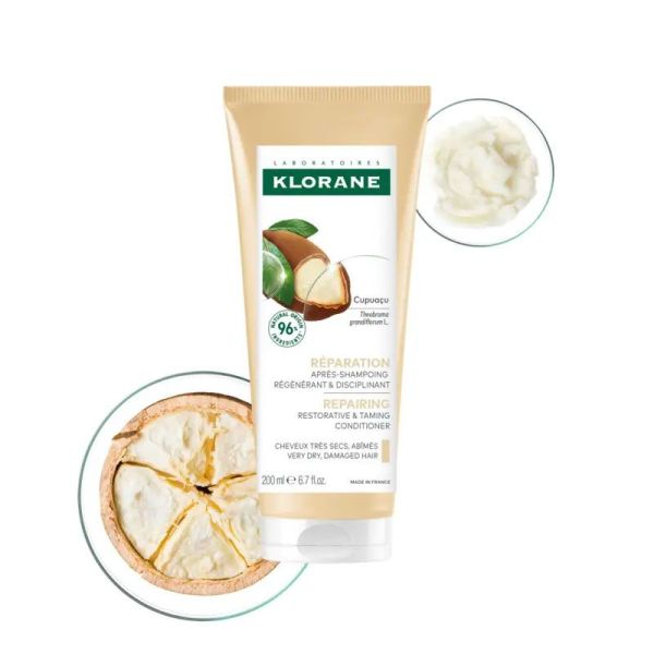 Klorane Réparation Après-Shampoing régénérant & disciplinant au Cupuaçu bio (200 ml)