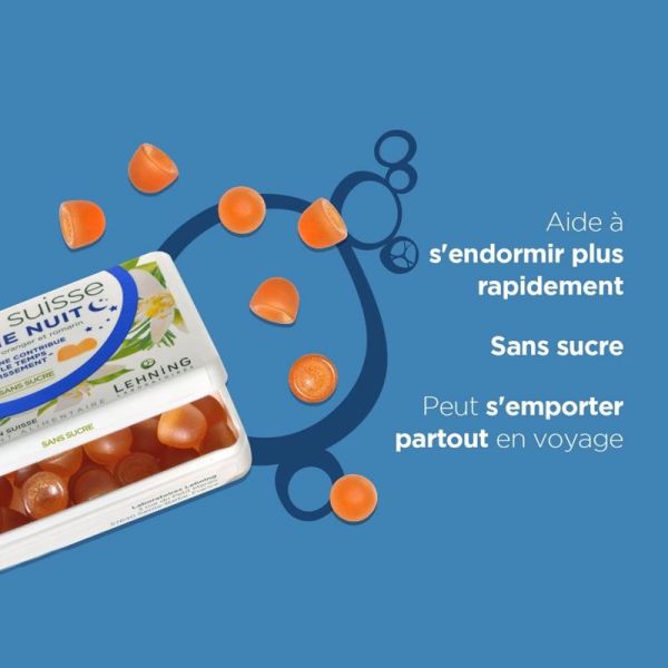 Lehning Pâte Suisse Bonne Nuit endormissement rapide, fleur d'oranger & romarin (40 gommes)