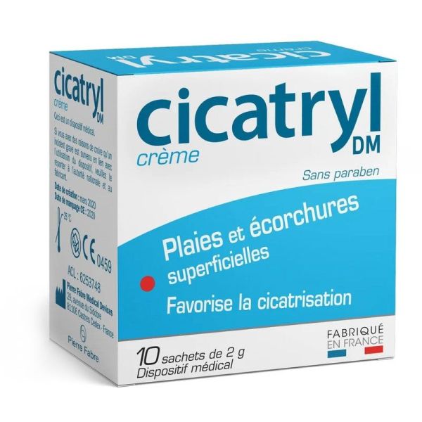 Cicatryl DM Crème réparatrice plaies et écorchures (10 x 2g)