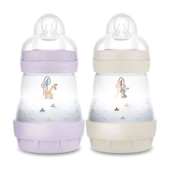 MAM Biberon Easy Start Anti-Colique Débit 1 Lilas et Sable 160 ml (Lot de 2)