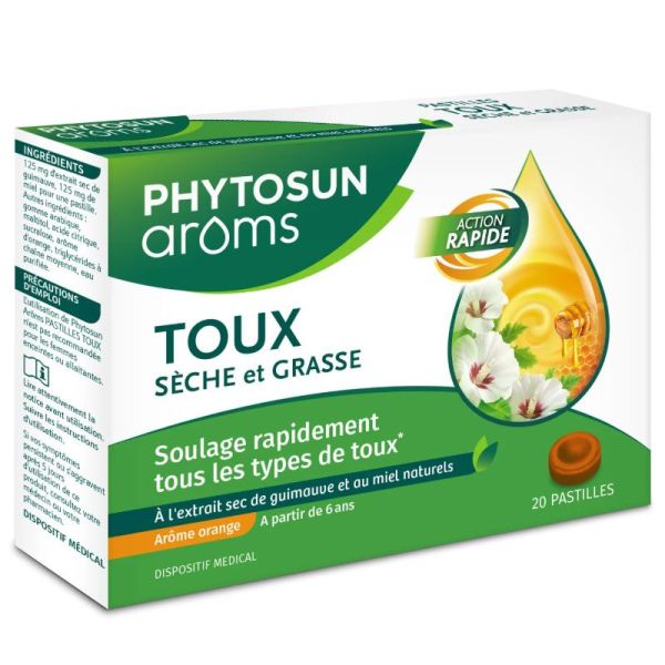 Phytosun Arôms Pastilles Toux Sèche & Grasse guimauve & miel (x20)