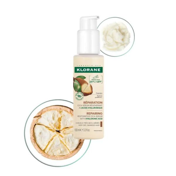 Klorane Réparation Cica-Sérum Régénérant à l'acide hyaluronique et au Cupuaçu (100 ml)
