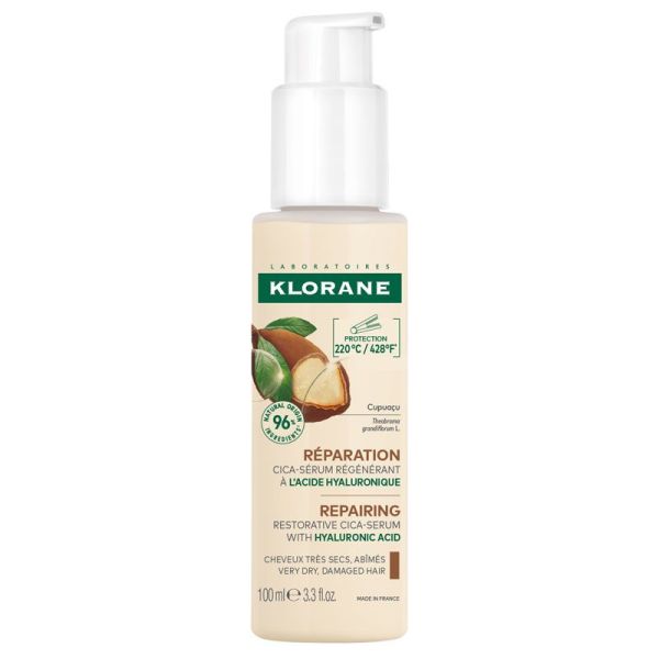 Klorane Réparation Cica-Sérum Régénérant à l'acide hyaluronique et au Cupuaçu (100 ml)
