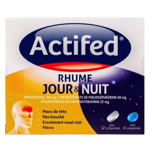 Actifed Rhume Jour Et Nuit (16 comprimés)