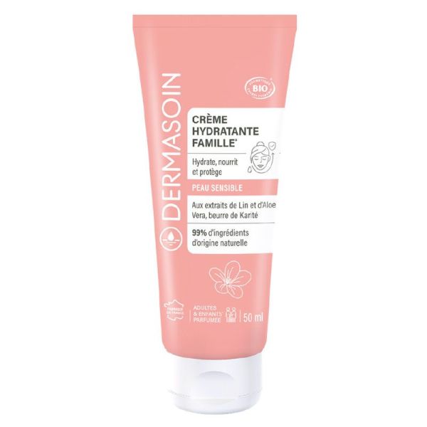 Crème Hydratante Famille Peau Sensible Bio aux extraits de lin et d'aloe vera, karité (50 ml)