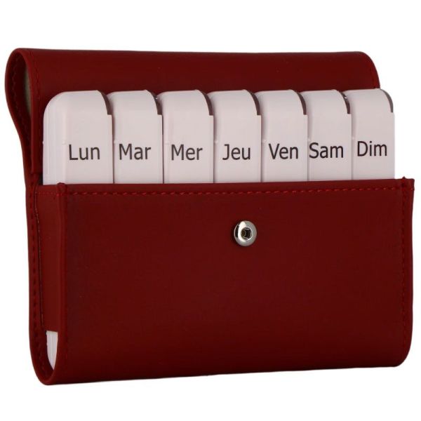 Pilbox Liberty Pilulier hebdomadaire Rouge ou Marine + étiquette bagages
