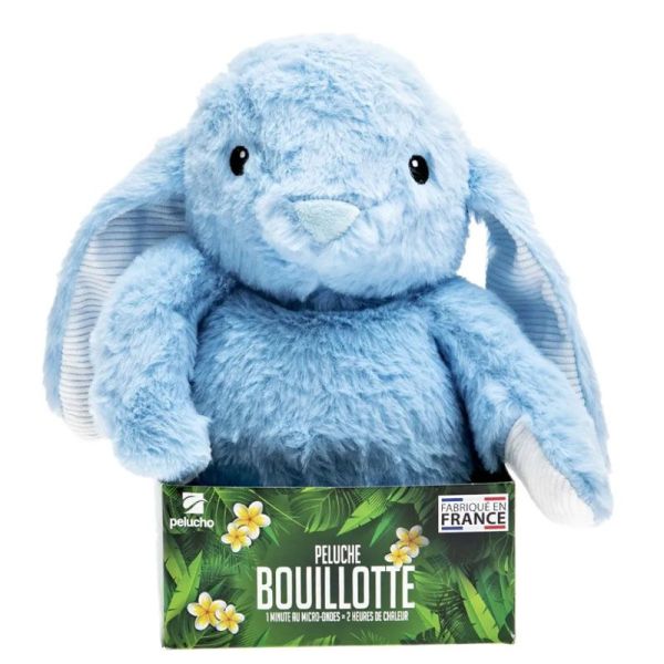 Pelucho Bouillotte sèche peluche Lapin Bleu aux grains de blé et fleurs de lavande
