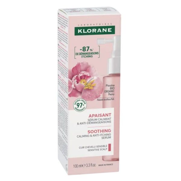 Klorane Apaisant Sérum calmant & anti-démangeaisons à la Pivoine Bio (100 ml)