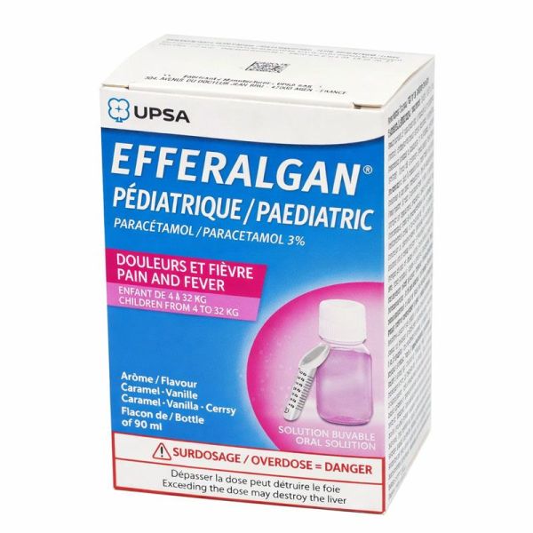 Efferalgan Pédiatrique douleurs & fièvres enfants de 4 à 32 kg 30mg/ml (150 ml)