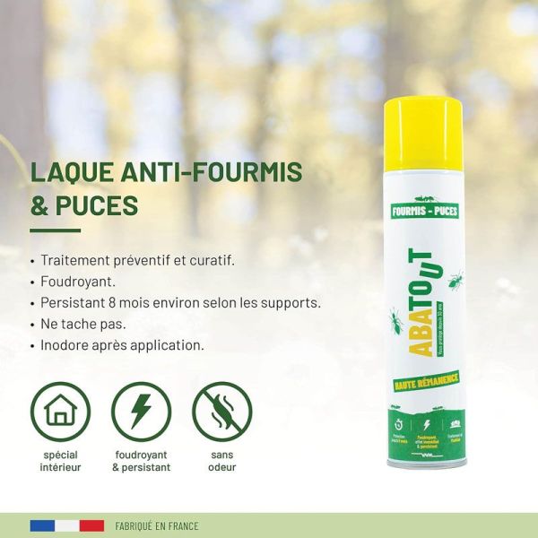 Abatout Laque anti-fourmis & puces haute rémanence (300 ml)