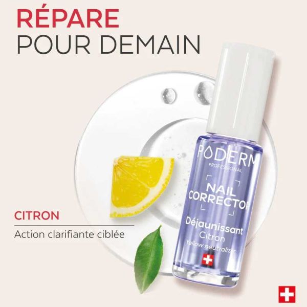 Poderm Professionnal Nail Corrector Vernis Déjaunissant à l'extrait de Citron (8ml)