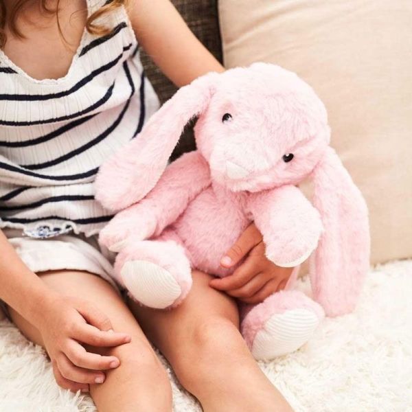 Pelucho Bouillotte sèche peluche Lapin Rose aux grains de blé et fleurs de lavande