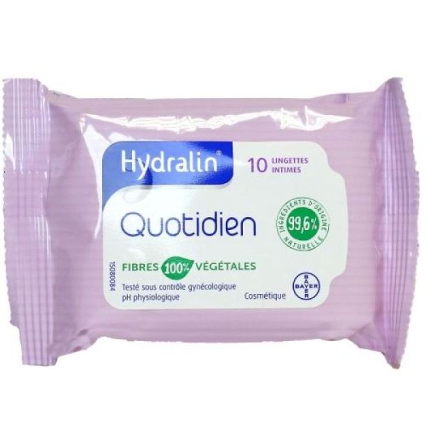 Hydralin Quotidien Lingettes Intimes fibres végétales (x10)