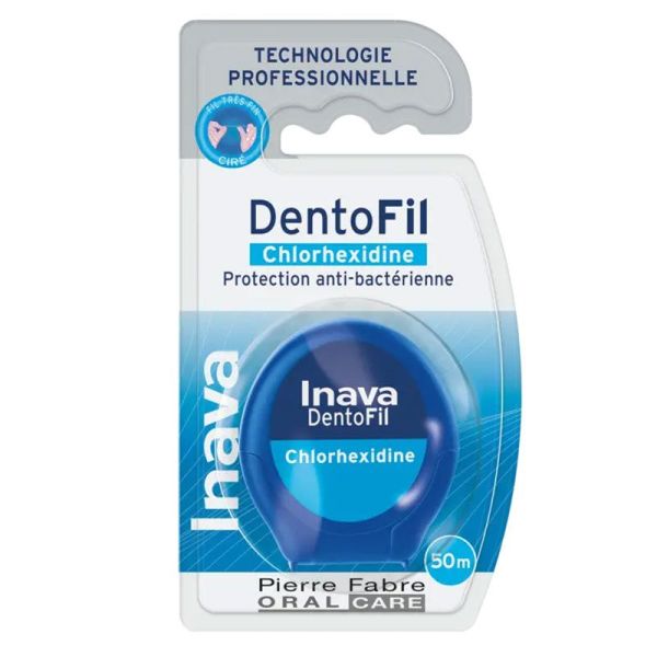 Inava DentoFil Chlorexidine fil dentaire antibactérien (50 m)