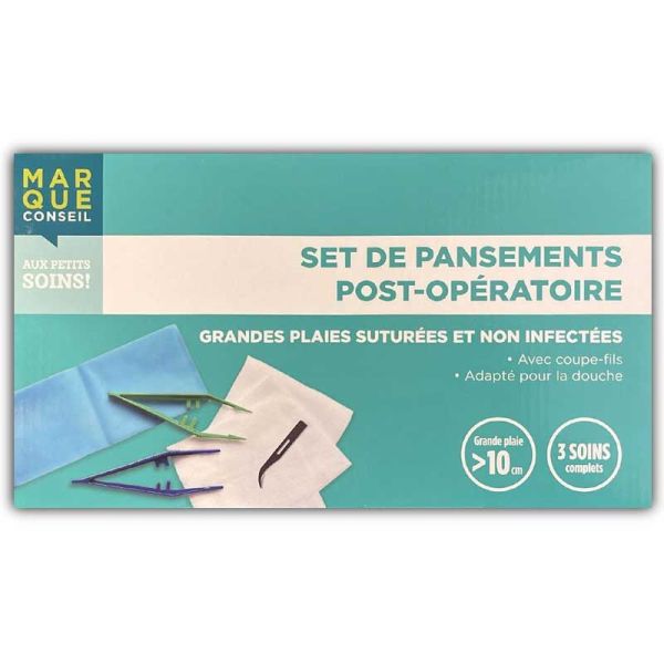 Set de Pansements post-opératoire grandes plaies suturées et non infectées (3 soins)