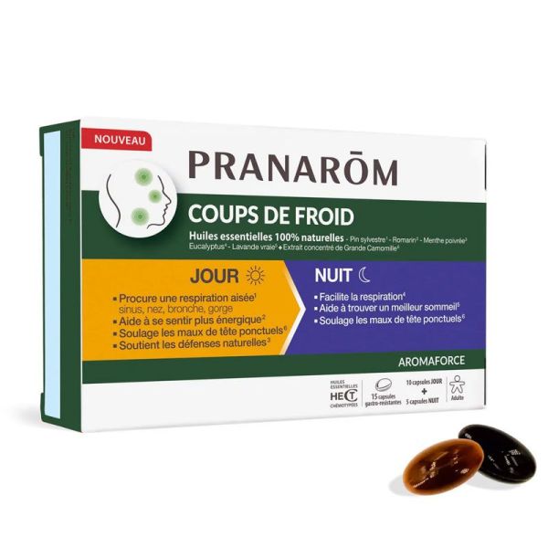 Pranarôm Coups de Froid Jour & Nuit aux huiles essentielles 100% naturelles (15 capsules)