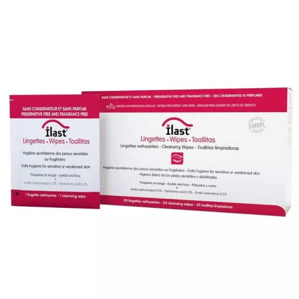 Ilast Lingettes Nettoyantes pour paupières, cils & visage (x20)
