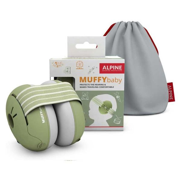 Alpine Muffy Baby Casque Anti-Bruit Bébé jusqu'à 36 mois vert (+ pochette de transport offerte)
