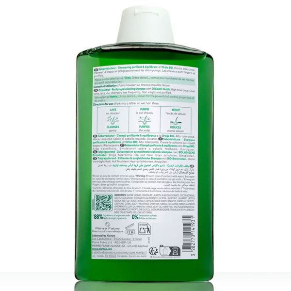 Klorane Shampoing Séboréducteur à l'Ortie bio (400 ml)