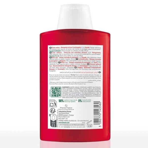 Klorane Shampoing Eclat cheveux colorés à la Grenade (200 ml)