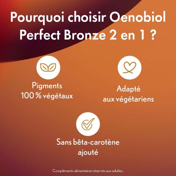 Oenobiol Perfect Bronze Solaire 2 en 1 autobronzant & préparateur solaire (2 x 30 capsules)
