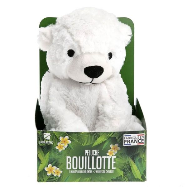 Pelucho Bouillotte sèche peluche Ours Polaire aux grains de blé et fleurs de lavande