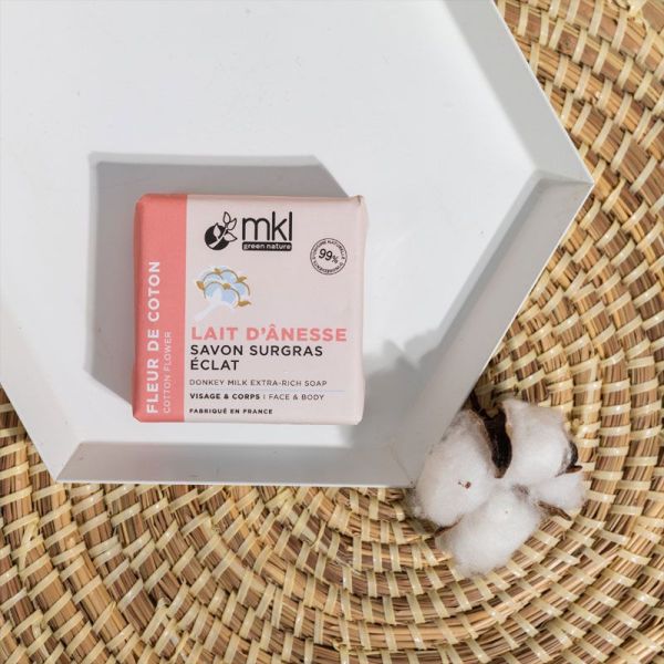 MKL Green Nature Savon Surgras au l'ait d'ânesse bio - Fleur de Coton (100 g)