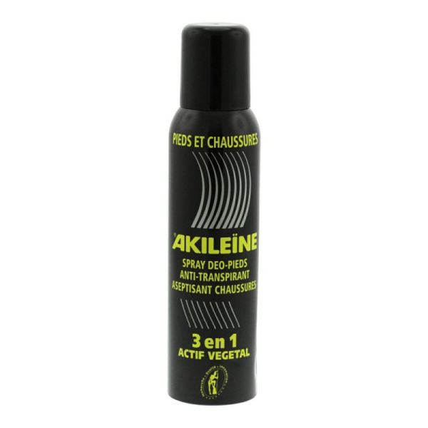 Akileine Spray Noir Déo Pieds et Chaussures 3 en 1 Anti-transpirant 150ml