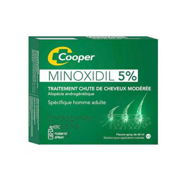 Cooper Minoxidil 5% Solution Capillaire chute de cheveux modérée (3 x 60 ml)