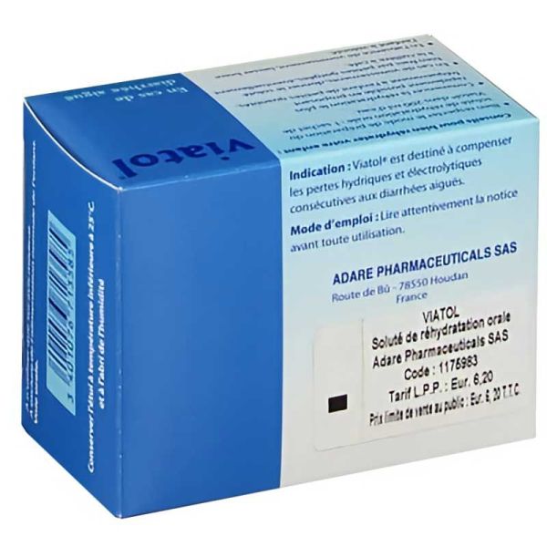 Viatol Poudre pour soluté de réhydratation orale diarrhée aigüe (10 sachets)