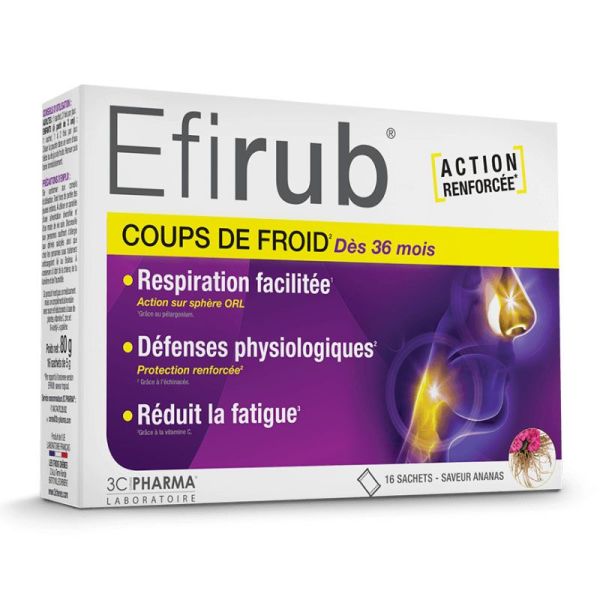 3C Pharma Efirub sachets Coups de Froids dès 36 mois (16 sachets)