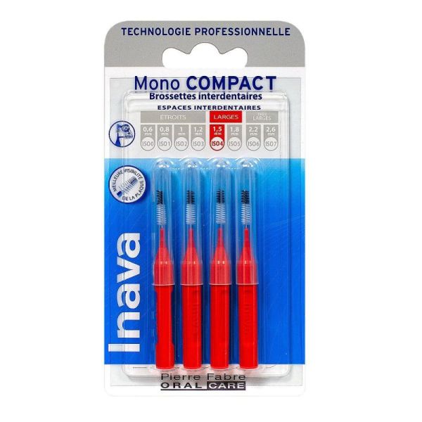 Inava Brossette interdentaires Mono Compact Rouge x4