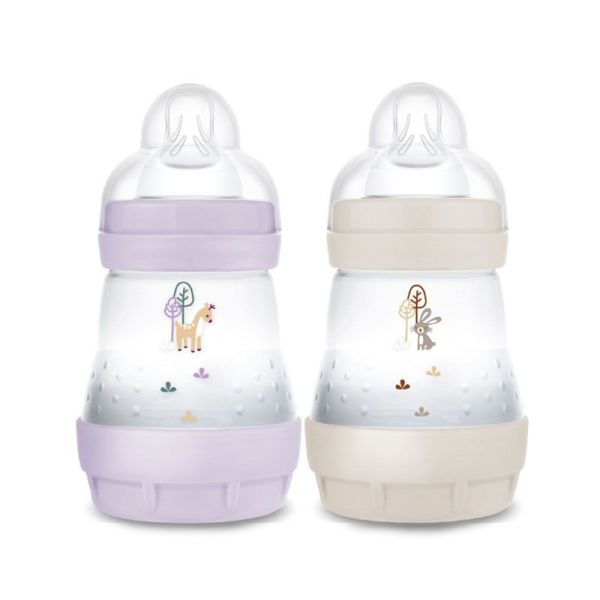 MAM Biberon Easy Start Anti-Colique Débit 1 Lilas et Sable 160 ml (Lot de 2)