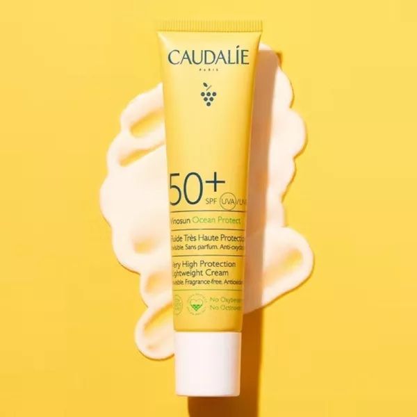 Crème Solaire Très Haute Protection Caudalie Vinosun Protect 50+ - 40ml - Large Spectre UVA/UVB - Pour Visage Et Corps