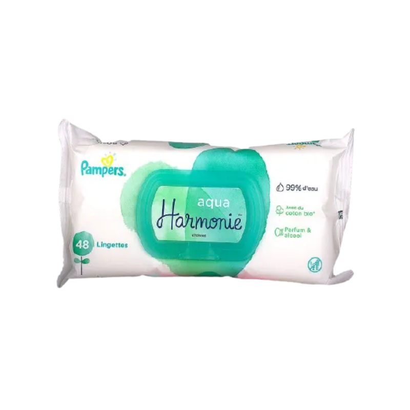Lingettes Bébé Pampers Aqua Harmonie 0% - Lot 672 Lingettes (14x48)